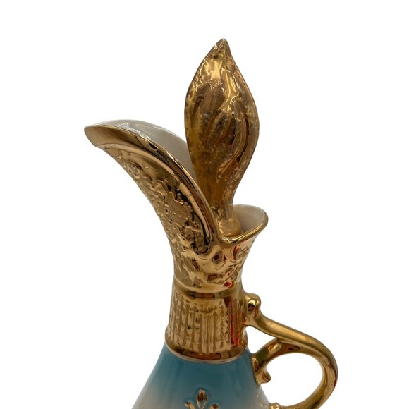 Vintage Jim Beam Gold & Blue Floral Decanter 18" 1963 Porcelain Collectible - Picture 3 of 13